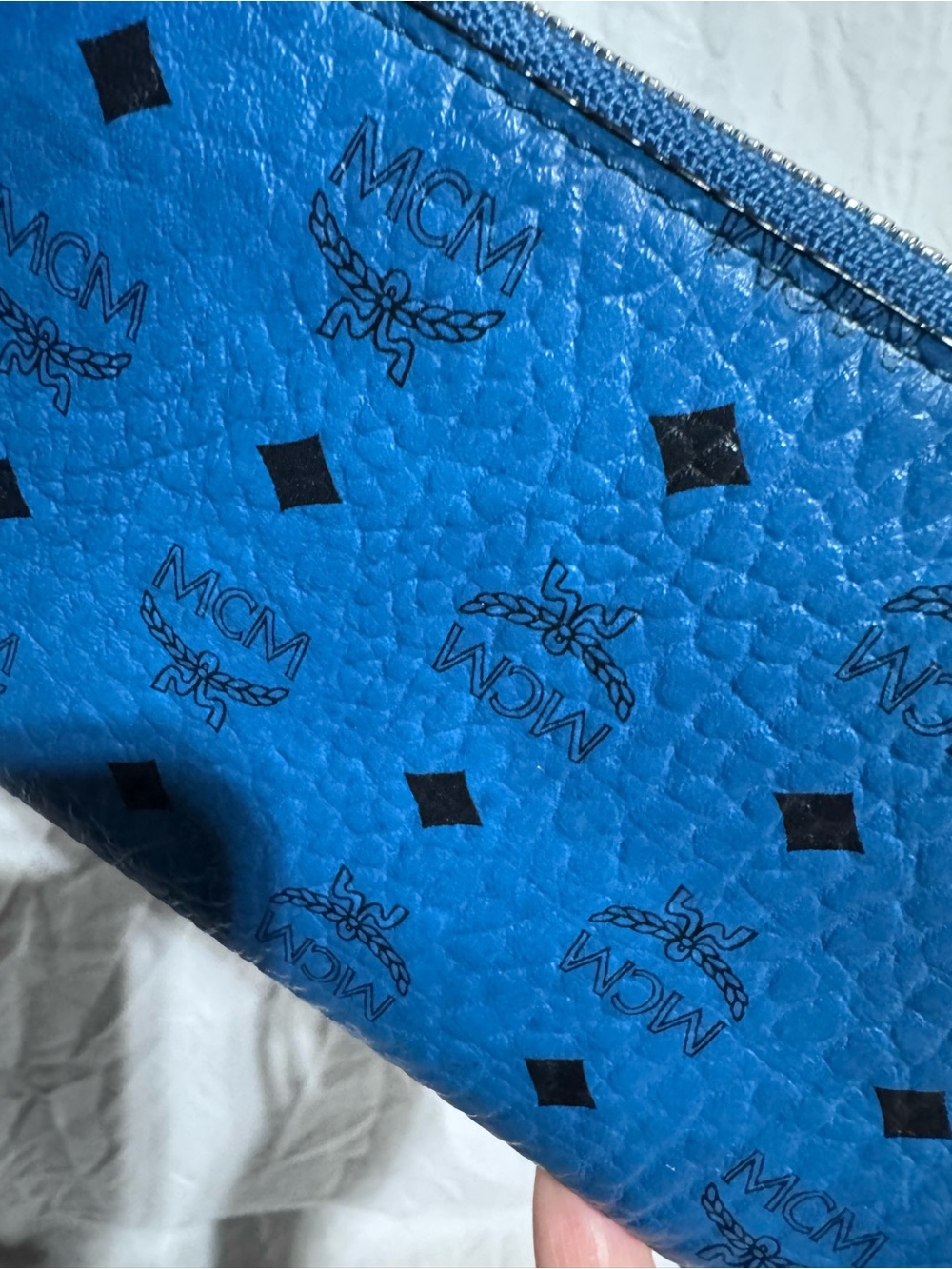 MCM Blue Monogram Zip-Around Wallet - Picture 2 of 10
